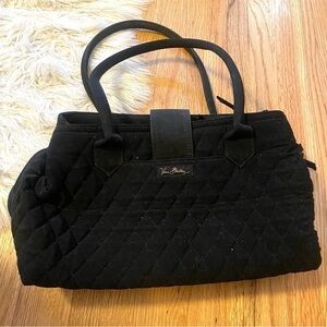 Vera Bradley Black Quilted Buckle Shoulder Handbag Purse